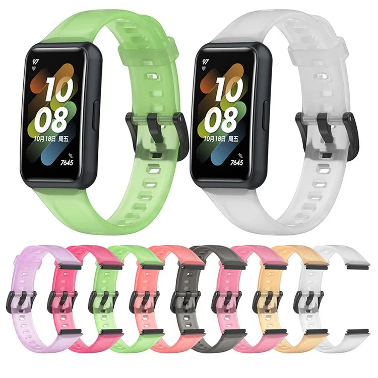 Transparentes Smart Watch Band für Huawei Band 7, weiches Silikon-Armband zum Austauchen - Transparentes Lila