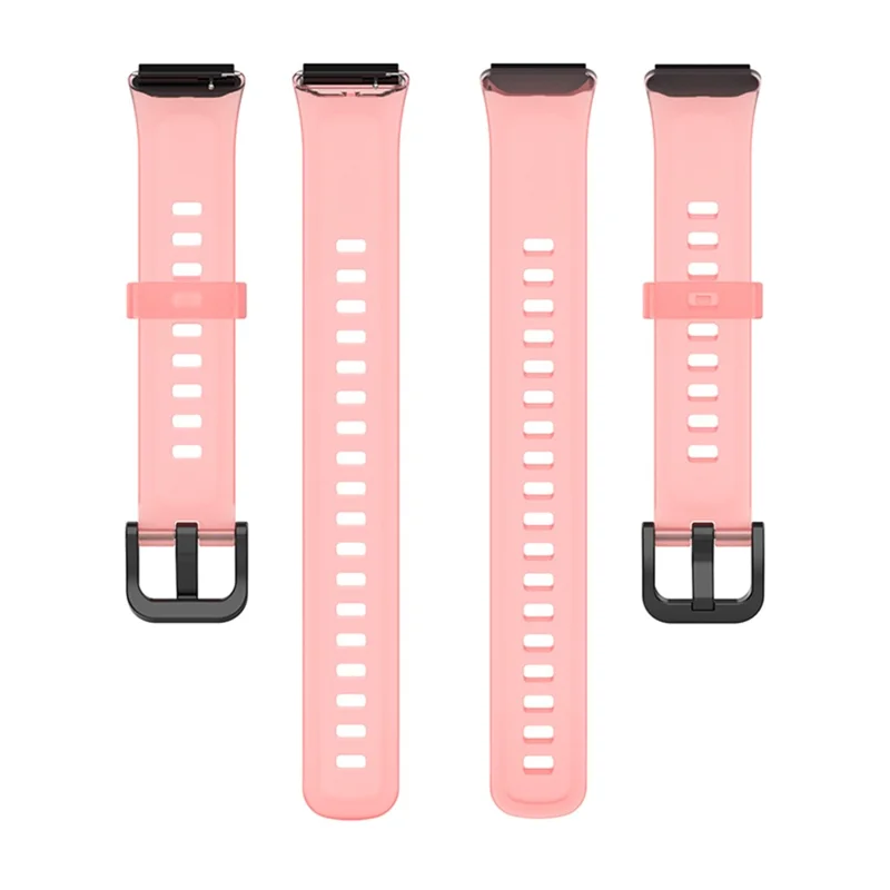 Translucent Smart Watch Band for Huawei Band 7, Soft Silicone Adjustable Wrist Strap Replacement - Transparent Red