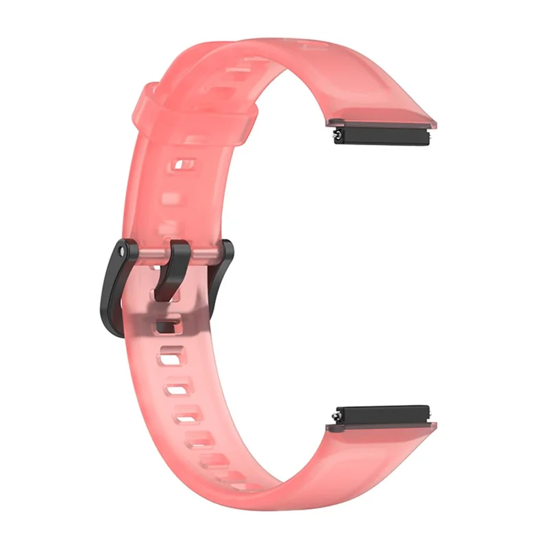 Translucent Smart Watch Band for Huawei Band 7, Soft Silicone Adjustable Wrist Strap Replacement - Transparent Red