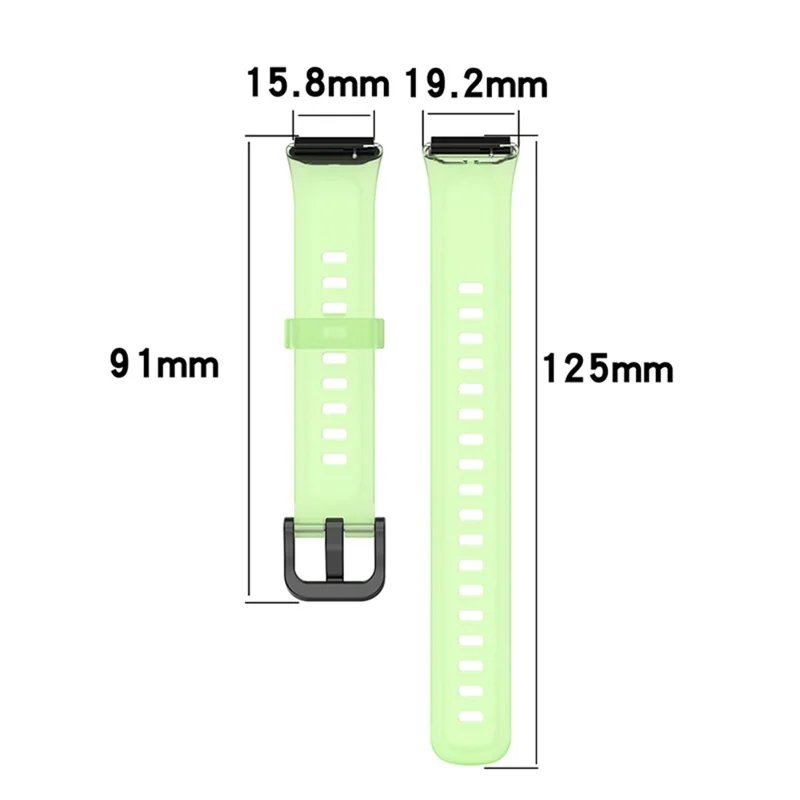 Bracelet de montre intelligent translucide pour Huawei Band 7, bracelet de remplacement en silicone souple et réglable - Noir transparent