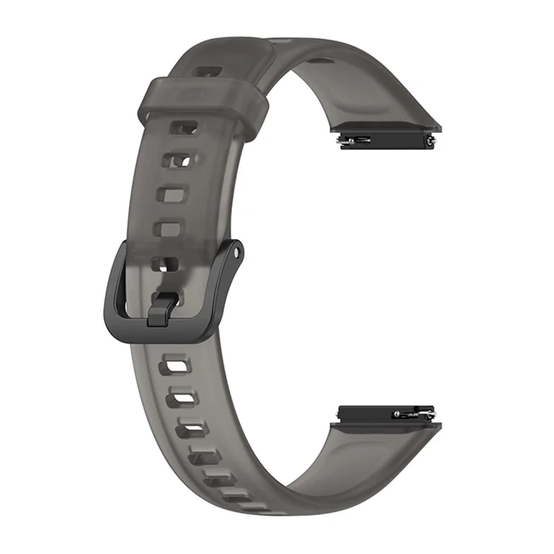 Bracelet de montre intelligent translucide pour Huawei Band 7, bracelet de remplacement en silicone souple et réglable - Noir transparent