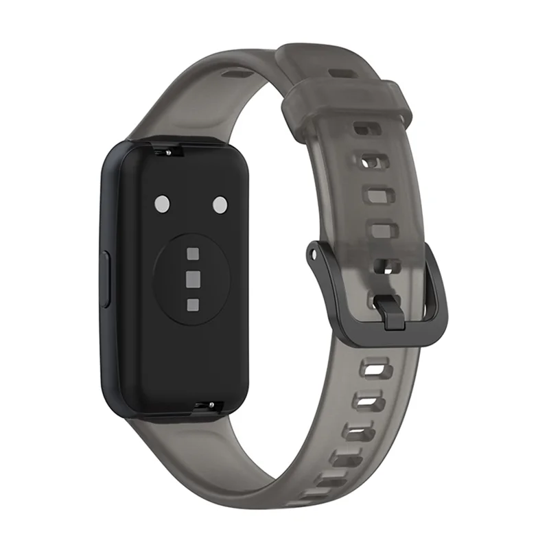 Bracelet de montre intelligent translucide pour Huawei Band 7, bracelet de remplacement en silicone souple et réglable - Noir transparent