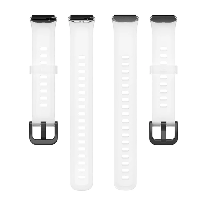 Translucent Smart Watch Band for Huawei Band 7, Soft Silicone Adjustable Wrist Strap Replacement - Transparent White