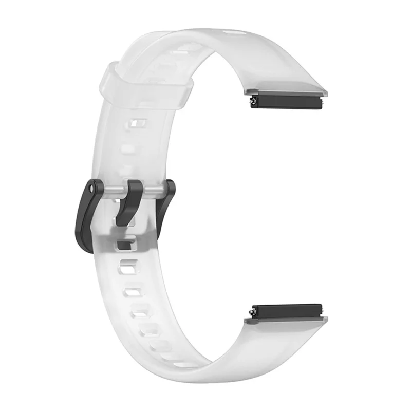 Translucent Smart Watch Band for Huawei Band 7, Soft Silicone Adjustable Wrist Strap Replacement - Transparent White