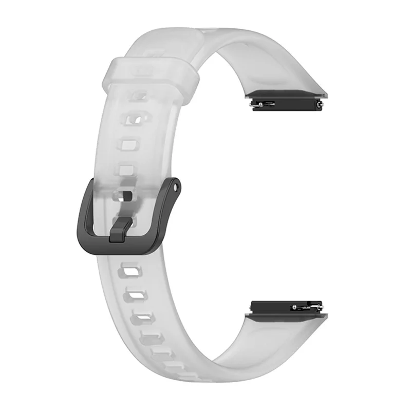 Translucent Smart Watch Band for Huawei Band 7, Soft Silicone Adjustable Wrist Strap Replacement - Transparent White