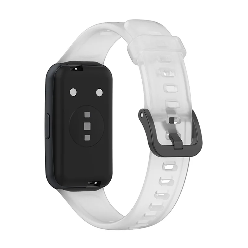 Translucent Smart Watch Band for Huawei Band 7, Soft Silicone Adjustable Wrist Strap Replacement - Transparent White