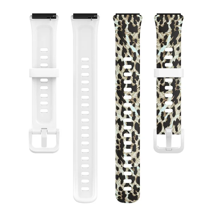 Cinturino orologio con stampa a motivo per Huawei Band 7, braccialetto regolabile in TPU di ricambio - Motivo leopardato
