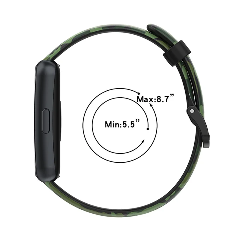 Bracelet de montre avec motif imprimé pour Huawei Band 7, bracelet de remplacement en TPU réglable - Camouflage Vert