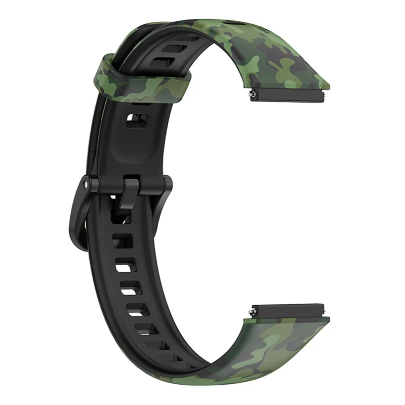 Bracelet de montre avec motif imprimé pour Huawei Band 7, bracelet de remplacement en TPU réglable - Camouflage Vert