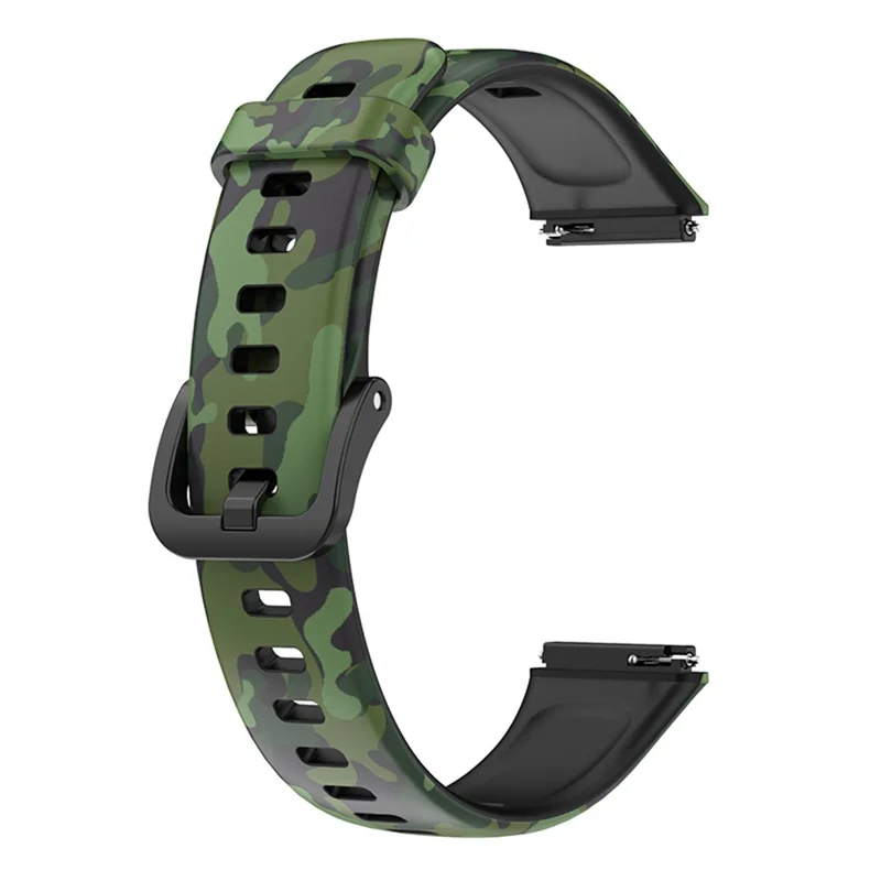 Bracelet de montre avec motif imprimé pour Huawei Band 7, bracelet de remplacement en TPU réglable - Camouflage Vert