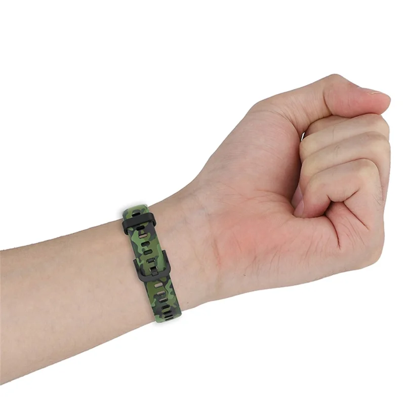 Bracelet de montre avec motif imprimé pour Huawei Band 7, bracelet de remplacement en TPU réglable - Camouflage Vert