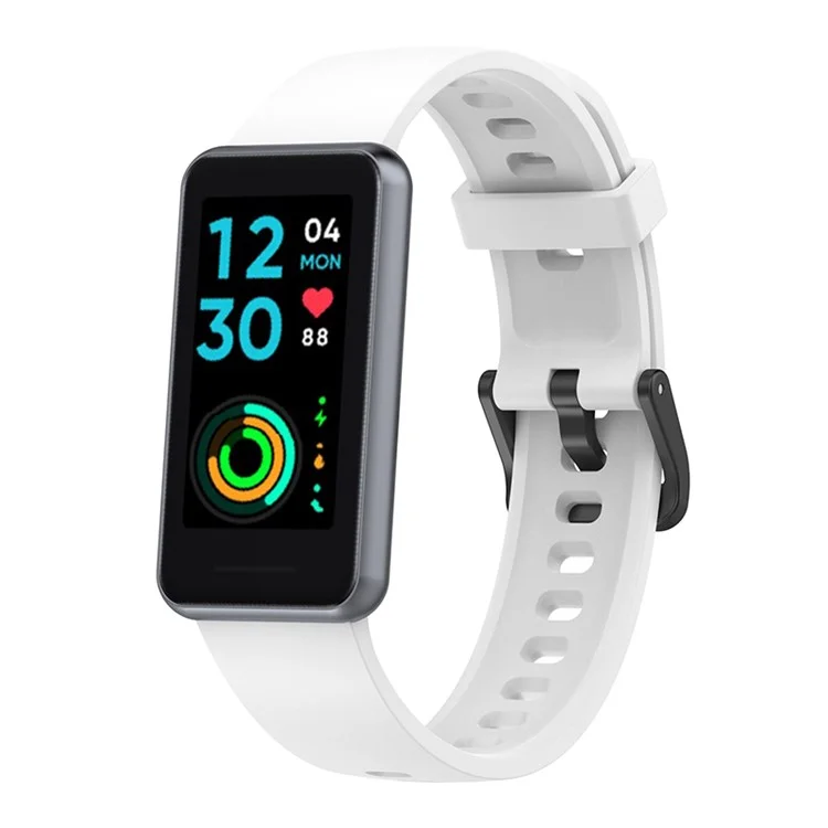 Soft Silicone Smart Watch Band for Realme Band 2, Adjustable Pin Buckle Wrist Strap Replacement - White