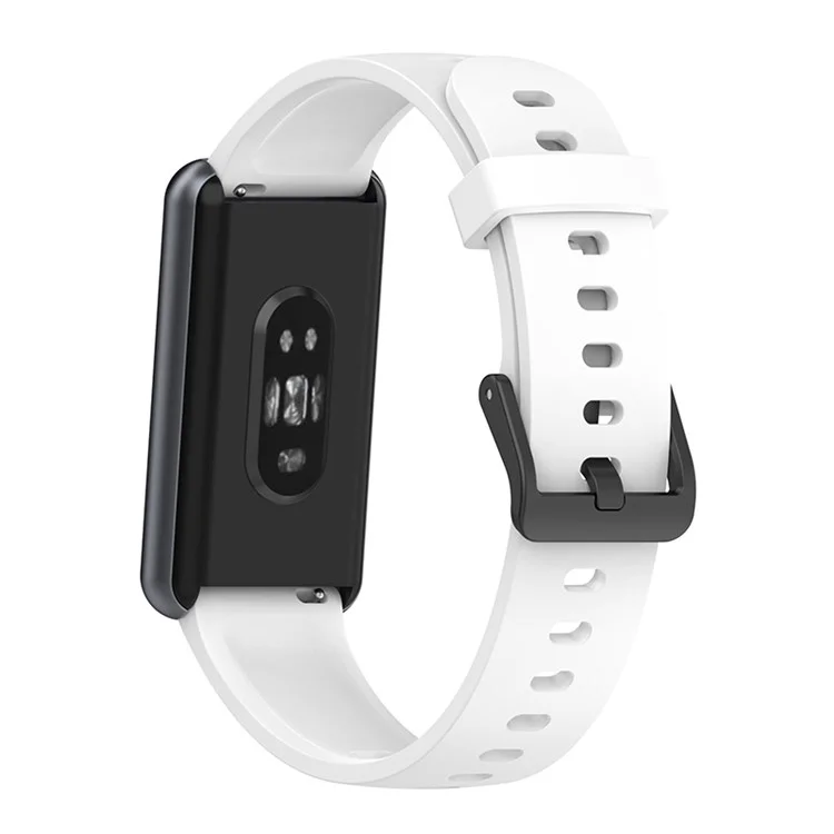 Soft Silicone Smart Watch Band for Realme Band 2, Adjustable Pin Buckle Wrist Strap Replacement - White