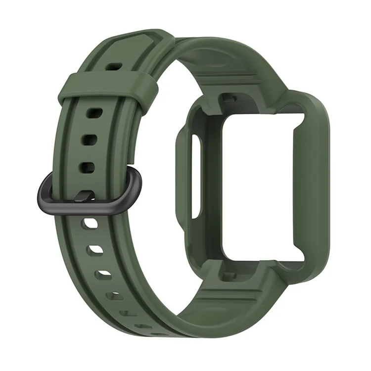 For Xiaomi Redmi Watch/Redmi Watch 2/Mi Watch Lite/Mi Watch Lite 2 Smart Watch Strap Soft Silicone Wrist Band with Watch Case - Blackish Green
