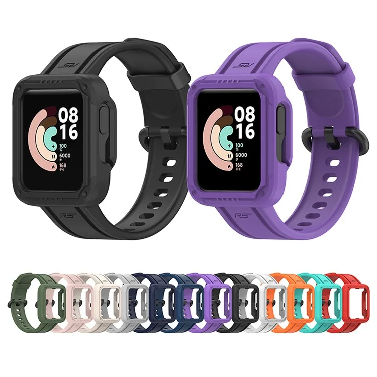For Xiaomi Redmi Watch/Redmi Watch 2/Mi Watch Lite/Mi Watch Lite 2 Smart Watch Strap Soft Silicone Wrist Band with Watch Case - Blackish Green