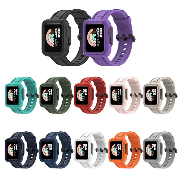 For Xiaomi Redmi Watch/Redmi Watch 2/Mi Watch Lite/Mi Watch Lite 2 Smart Watch Strap Soft Silicone Wrist Band with Watch Case - Blackish Green
