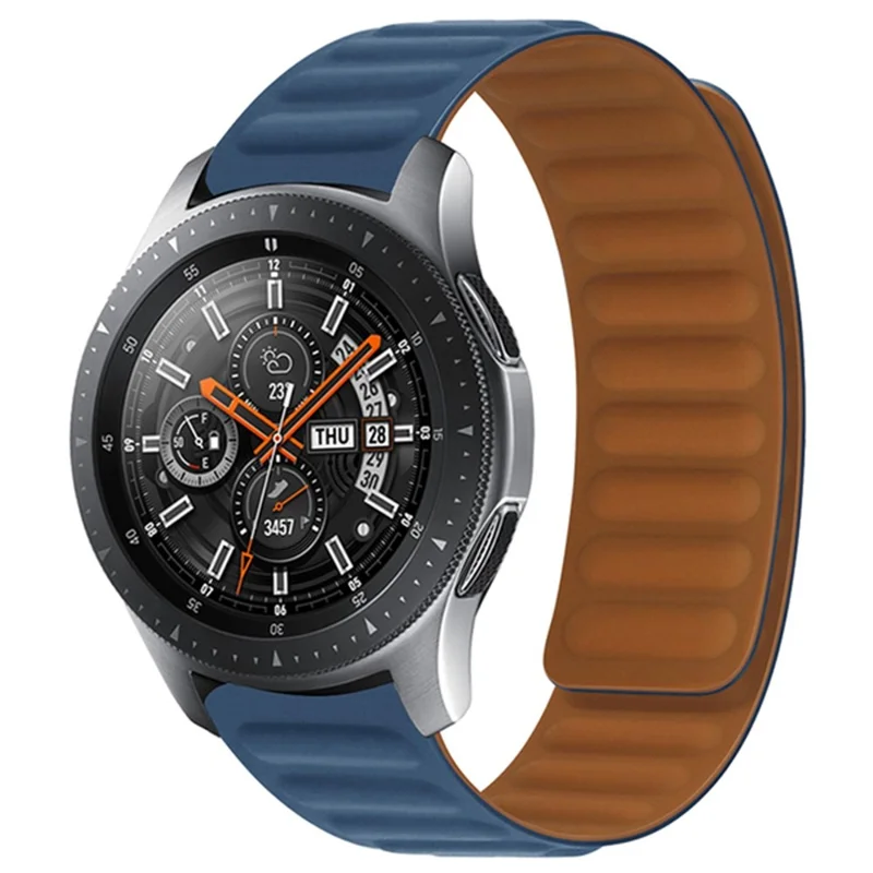 For Samsung Gear S3 Frontier/Classic/Garmin Forerunner 255 22mm Magnetic Watch Strap Silicone Wrist Band Replacement - Midnight Blue