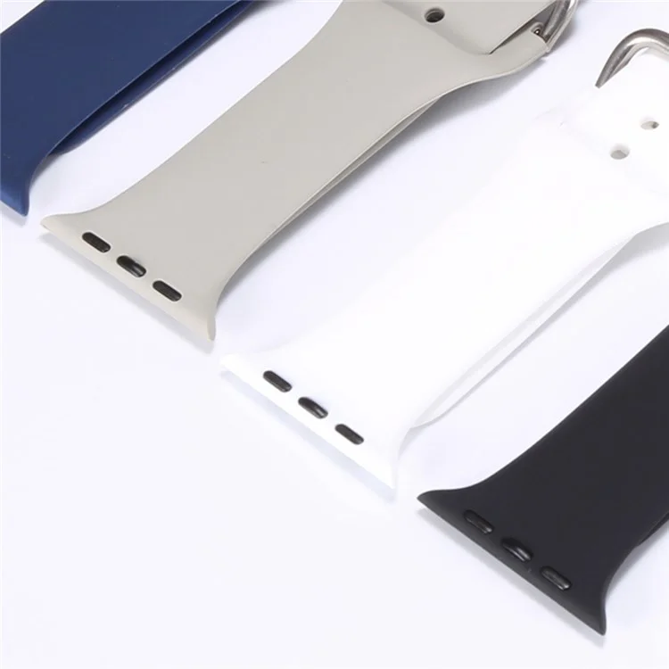 For Apple Watch Series 10 46mm / Ultra 2 Ultra 49mm / 9 8 7 45mm / SE (2023) SE (2022) SE 6 5 4 44mm / 3 2 1 42mm Silicone Watch Strap Adjustable Pin Buckle Wrist Band Replacement - Yellow / Green
