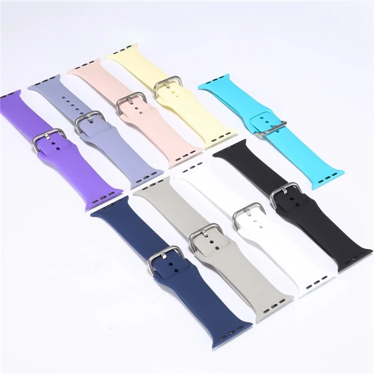 For Apple Watch Series 10 46mm / Ultra 2 Ultra 49mm / 9 8 7 45mm / SE (2023) SE (2022) SE 6 5 4 44mm / 3 2 1 42mm Silicone Watch Strap Adjustable Pin Buckle Wrist Band Replacement - Yellow / Green