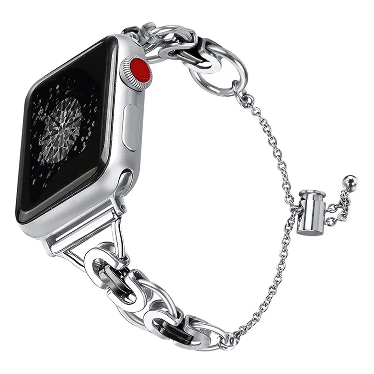 Серия Apple Watch 1 / 2 / 3 42mm / Se / Серия 4 / 5 / 6 44mm / Серия 7 45mm Мода Ажурный Интеллектуальный Браслет Из Нержавеющей Стали - Серебро И Черный