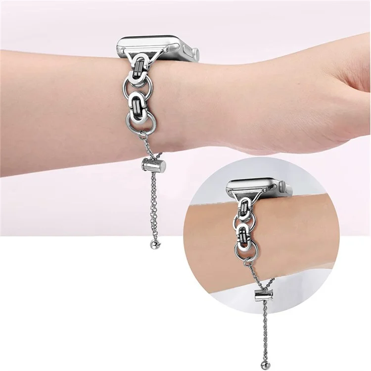 Серия Apple Watch 1 / 2 / 3 42mm / Se / Серия 4 / 5 / 6 44mm / Серия 7 45mm Мода Ажурный Интеллектуальный Браслет Из Нержавеющей Стали - Серебро И Черный