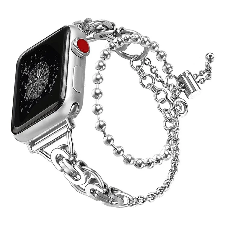 Per Apple Watch Series 7 41mm / Guarda La Serie 1/2/3 40mm / Watch Series 4/5/6/SE 38mm Circle A Doppio Cerchio Elegante Cinghia Di Orologio In Acciaio Inossidabile
