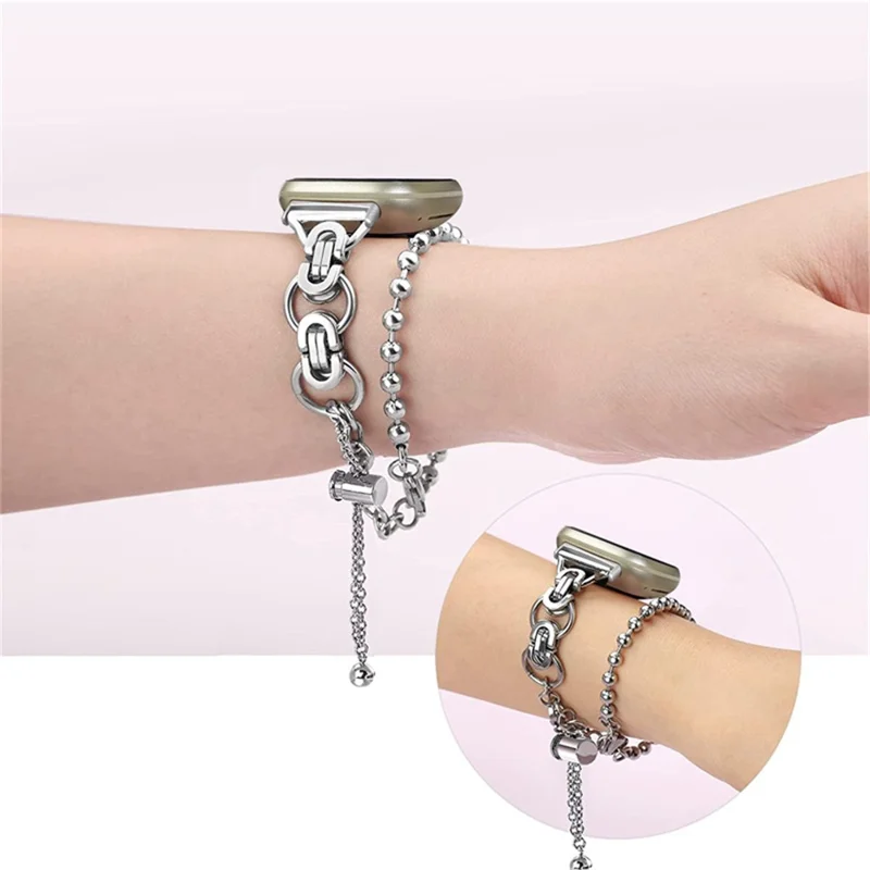 For Fitbit Versa 3/Fitbit Sense Universal Double Circle Design Hollow Out Smart Watch Strap 20mm - Silver