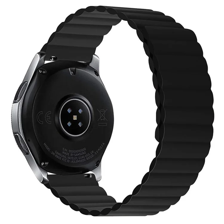 For Samsung Galaxy Watch4 40mm/44mm/Garmin Venu2 Plus/Venu Sq Dual Color Watch Strap 20mm Silicone Magnetic Watch Band Replacement - Black