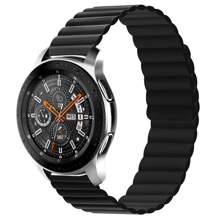 For Samsung Galaxy Watch4 40mm/44mm/Garmin Venu2 Plus/Venu Sq Dual Color Watch Strap 20mm Silicone Magnetic Watch Band Replacement - Black