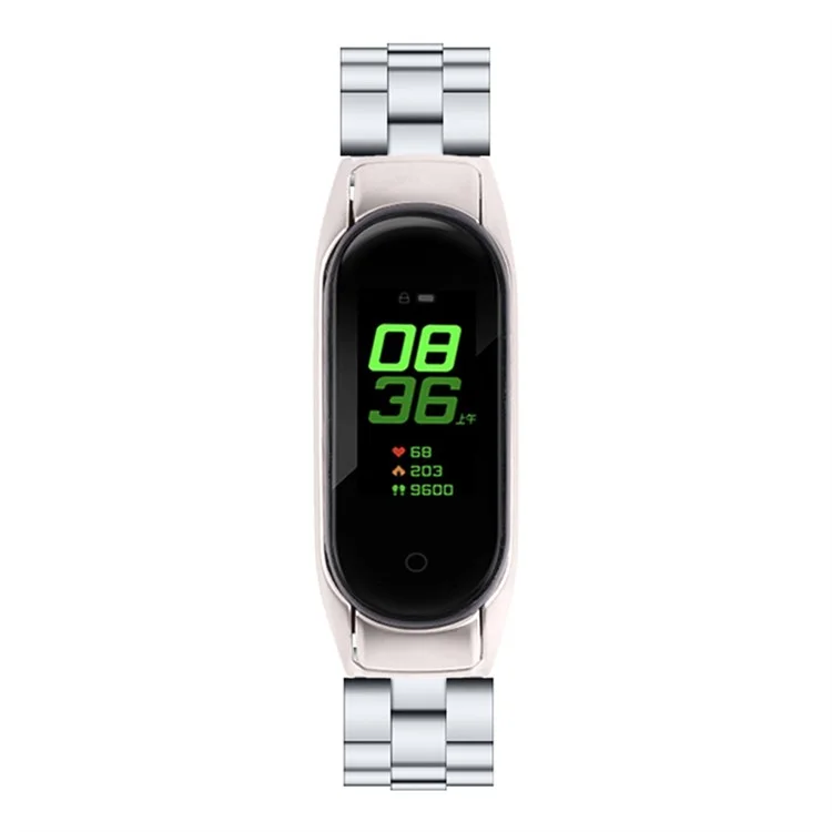 Per Xiaomi Mi Band 7 Cinturino per polso a tre perline in acciaio inossidabile con fibbia pieghevole - Argento