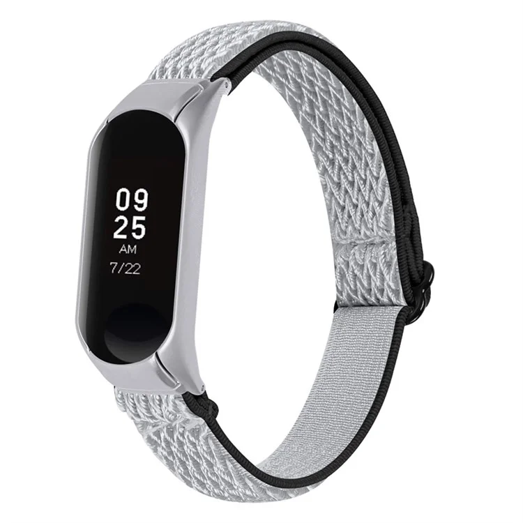 For Xiaomi Mi Band 7 Elastic Replacement Loop Band Nylon Stretch Braided Sport Adjustable Wristband Strap - Black/White