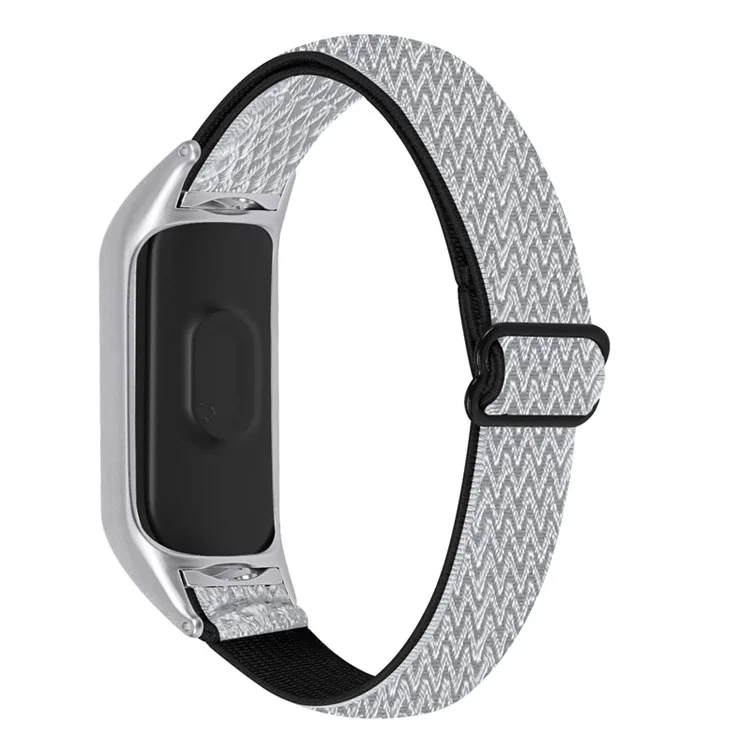 For Xiaomi Mi Band 7 Elastic Replacement Loop Band Nylon Stretch Braided Sport Adjustable Wristband Strap - Black/White