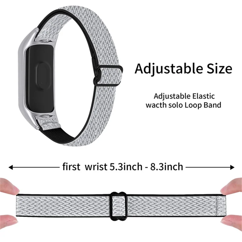 For Xiaomi Mi Band 7 Elastic Replacement Loop Band Nylon Stretch Braided Sport Adjustable Wristband Strap - Black/White