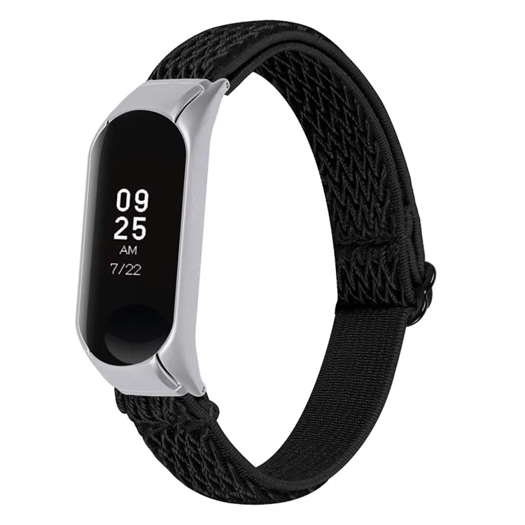 For Xiaomi Mi Band 7 Elastic Replacement Loop Band Nylon Stretch Braided Sport Adjustable Wristband Strap - Black