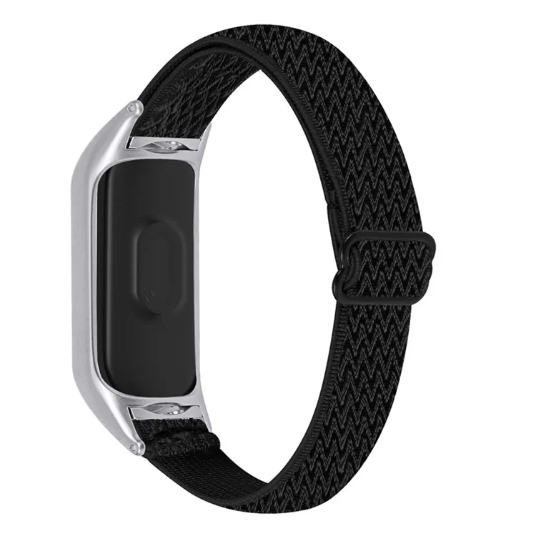 For Xiaomi Mi Band 7 Elastic Replacement Loop Band Nylon Stretch Braided Sport Adjustable Wristband Strap - Black