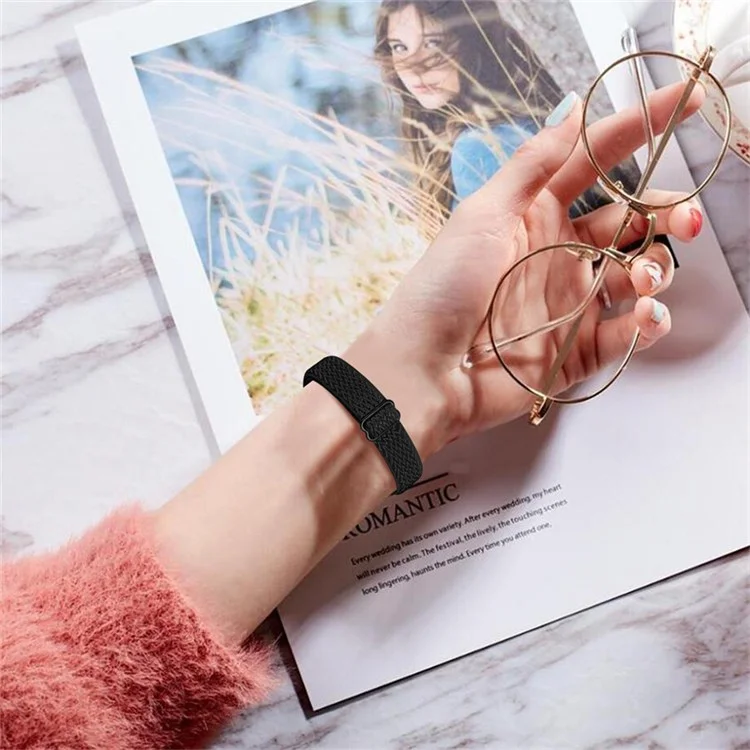 For Xiaomi Mi Band 7 Elastic Replacement Loop Band Nylon Stretch Braided Sport Adjustable Wristband Strap - Black