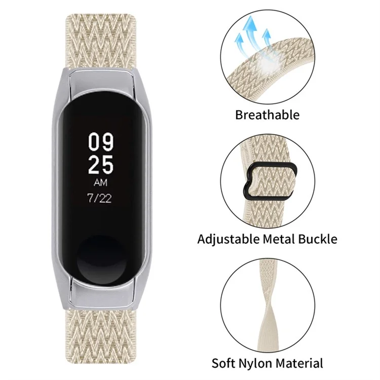 Para Xiaomi Mi Band 7 Bucle de Reemplazo Elástico Band Nylon Stringha Craided Sport Store de Pulsera Ajustable - Albaricoque
