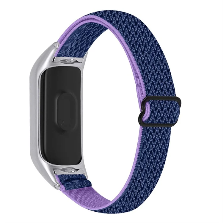 For Xiaomi Mi Band 7 Elastic Replacement Loop Band Nylon Stretch Braided Sport Adjustable Wristband Strap - Purple/Blue