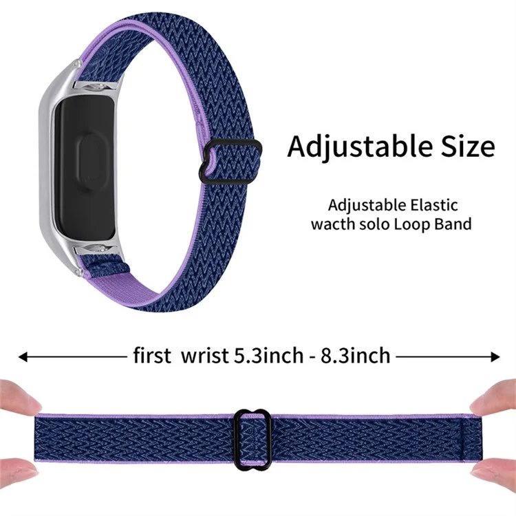For Xiaomi Mi Band 7 Elastic Replacement Loop Band Nylon Stretch Braided Sport Adjustable Wristband Strap - Purple/Blue