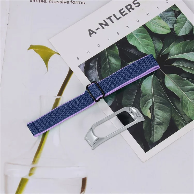 For Xiaomi Mi Band 7 Elastic Replacement Loop Band Nylon Stretch Braided Sport Adjustable Wristband Strap - Purple/Blue