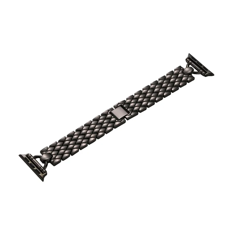 For Apple Watch Ultra 3 2 1 49mm / Series 11 10 46mm / 9 8 7 45mm / SE3 SE2 SE 6 5 4 44mm / 3 2 1 42mm Zinc Alloy Rhombus Bracelet Smart Watch Band Strap Replacement - Black