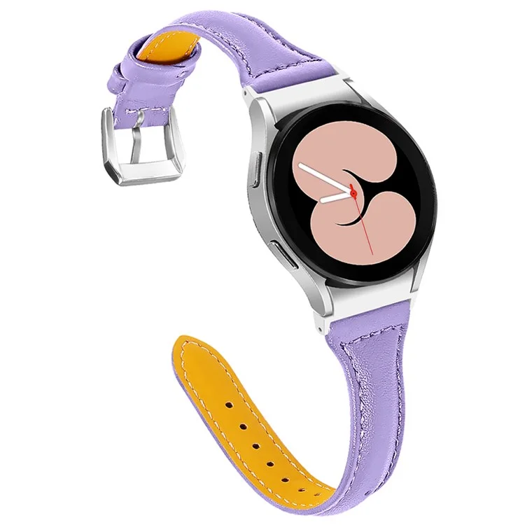 Para o Samsung Galaxy Watch4 Ativo 40mm / 44 mm / Watch4 Classic 42mm / Bandas de Relógio de Couro Genuíno de 46 mm de Couro Genuíno - Luz Roxa