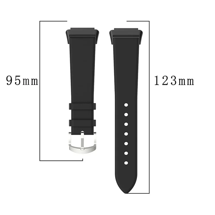 For Huawei Band 7 Genuine Leather Watch Band Replacement Strap with Metal Silver Buckle - White