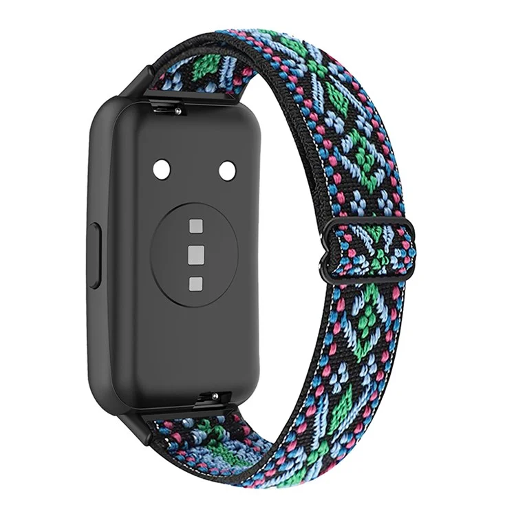 Para Huawei Band 7 Pulseira de Relógio Boho Elástica Ajustável Pulseira de Nylon de Substituição - Verde