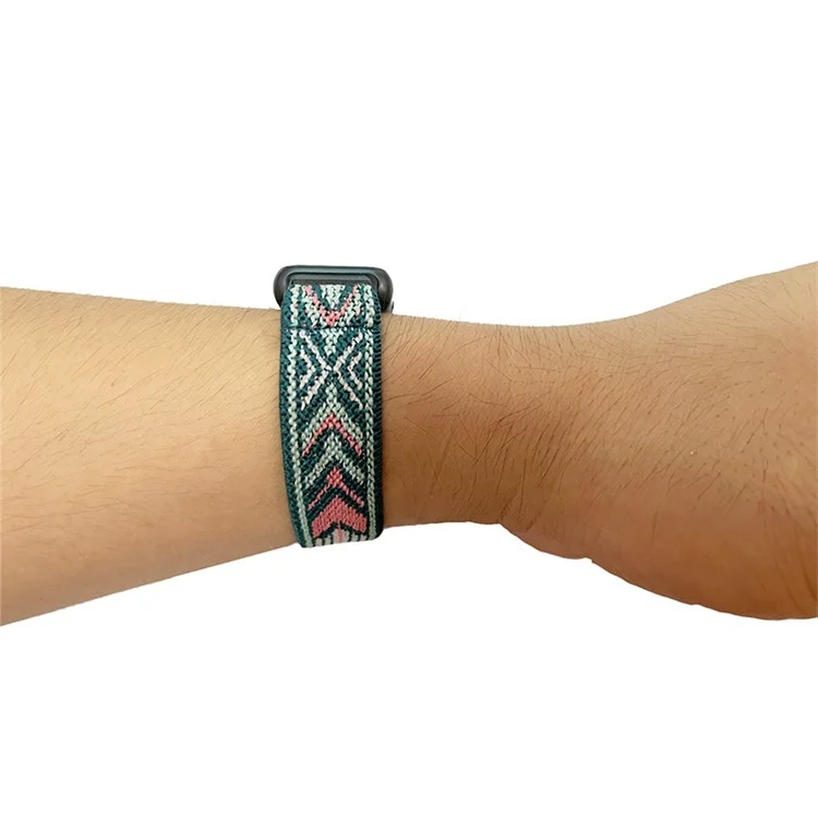 Para Huawei Band 7 Pulseira de Relógio Boho Elástica Ajustável Pulseira de Nylon de Substituição - Verde