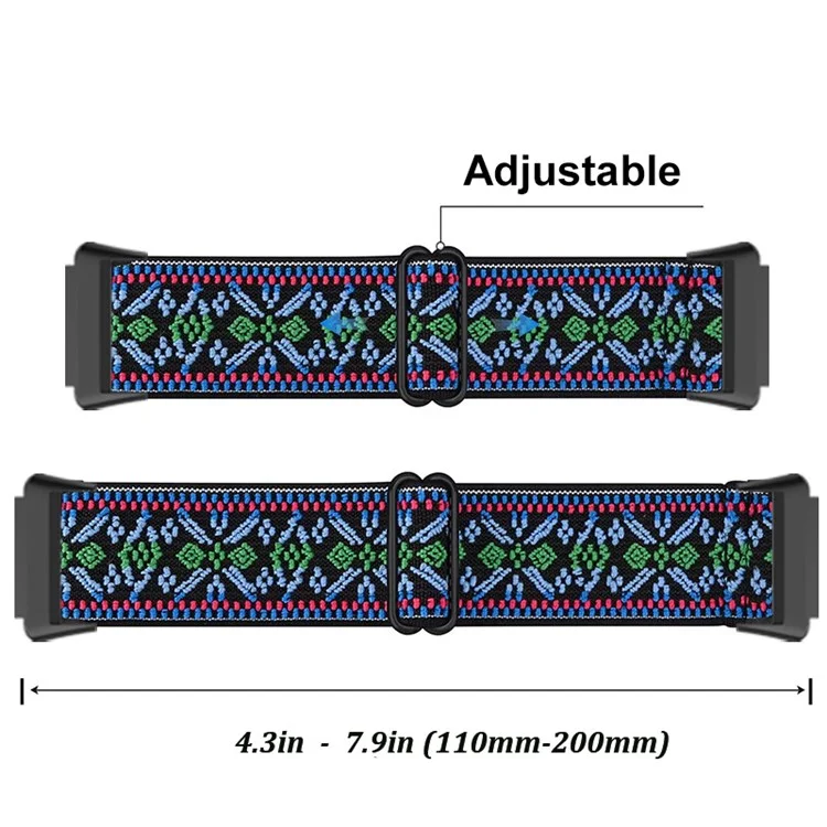 Para Huawei Band 7 Pulseira de Relógio Boho Elástica Ajustável Pulseira de Nylon de Substituição - Verde
