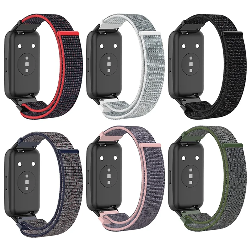 Мягкий нейлоновый ремешок для часов Huawei Band 7, регулируемая петлевая застежка, спортивный ремешок, сменный браслет - черный/красный