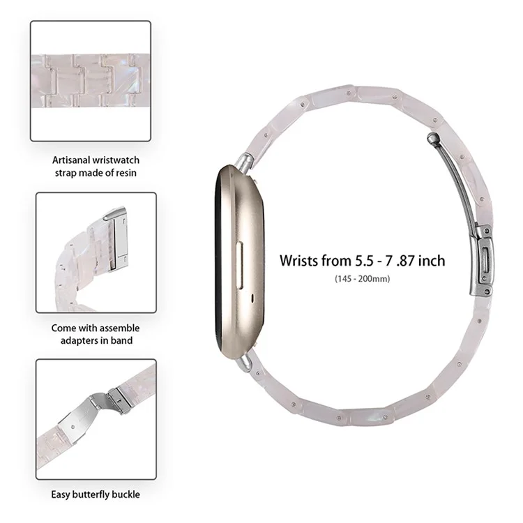 For Apple Watch Series 10 46mm / Ultra 2 Ultra 49mm / 9 8 7 45mm / SE (2023) SE (2022) SE 6 5 4 44mm / 3 2 1 42mm Resin Watch Band Strap Bracelet with Stainless Steel Buckle - Shell White