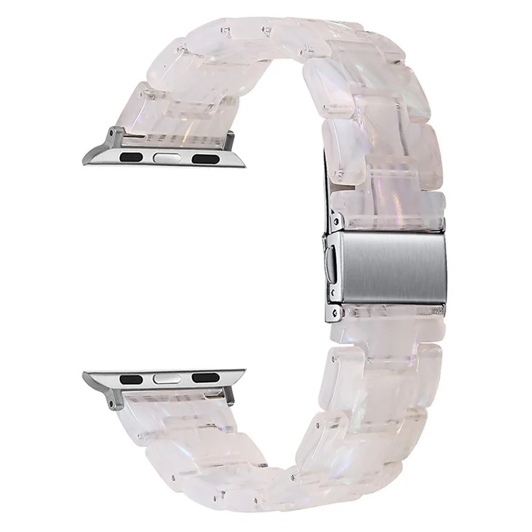 Per Apple Watch Series 10 42mm / 9 8 7 41mm / 6 5 4 SE SE (2022) SE (2023) 40mm / 3 2 1 38mm Cinturino in resina con fibbia in acciaio inossidabile - Conchiglia bianca