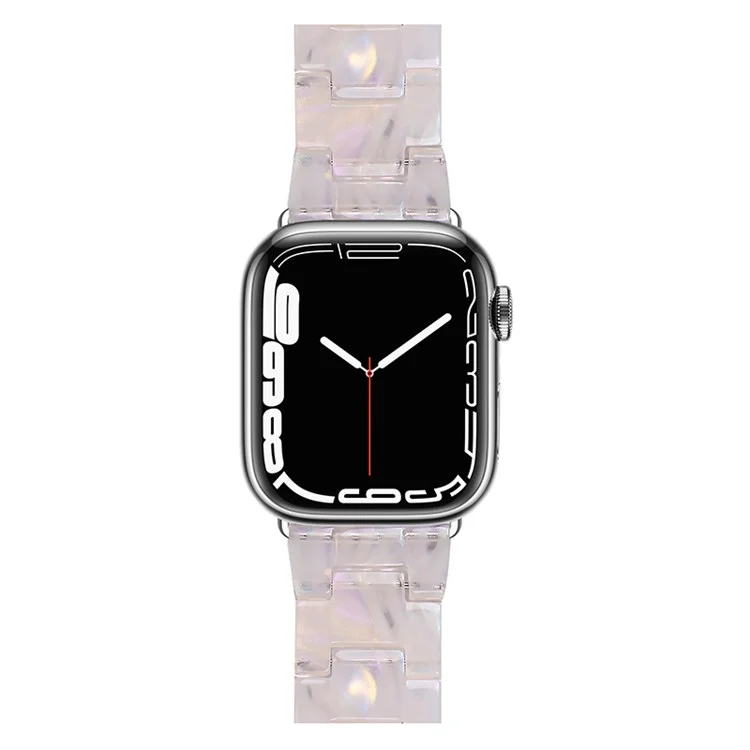 Per Apple Watch Series 10 42mm / 9 8 7 41mm / 6 5 4 SE SE (2022) SE (2023) 40mm / 3 2 1 38mm Cinturino in resina con fibbia in acciaio inossidabile - Conchiglia bianca
